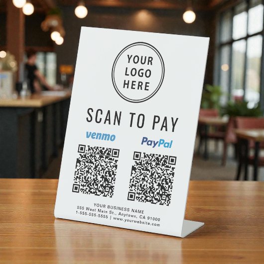 Scan to Pay Venmo Paypal QR Codes Logo Sockelschild