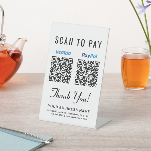 Scan to Pay Venmo Paypal QR Codes Sockelschild (In SItu)