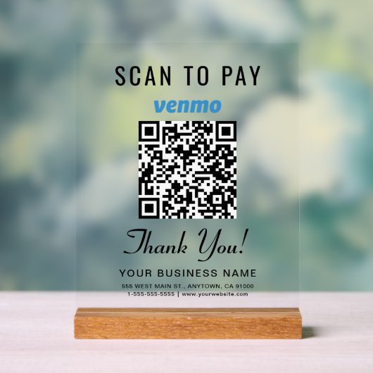 Scan to Pay Venmo QR Code Acrylschild (Neutral)