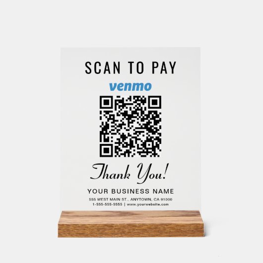 Scan to Pay Venmo QR Code Acrylschild (Vorderseite)