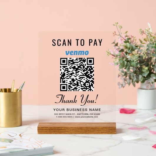 Scan to Pay Venmo QR Code Acrylschild (Hochzeit)