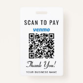 Scan to Pay Venmo QR Code Ausweis (Rückseite)