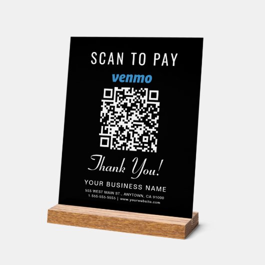 Scan to Pay Venmo QR Code Black Acrylschild (Winkel)