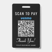 Scan to Pay Venmo QR Code Black Ausweis (Front)