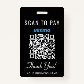 Scan to Pay Venmo QR Code Black Ausweis (Rückseite)