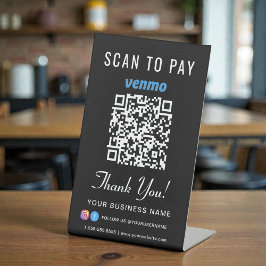 Scan to Pay Venmo QR Code Black Sockelschild