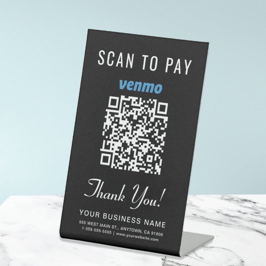 Scan to Pay Venmo QR Code Black Sockelschild