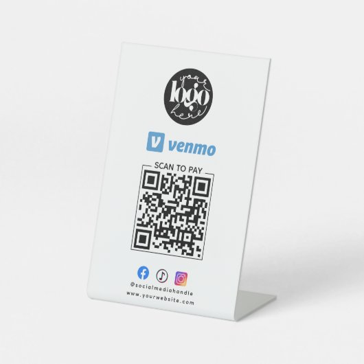 Scan to Pay Venmo QR Code Business-Logo Sockelschild (Vorderseite)
