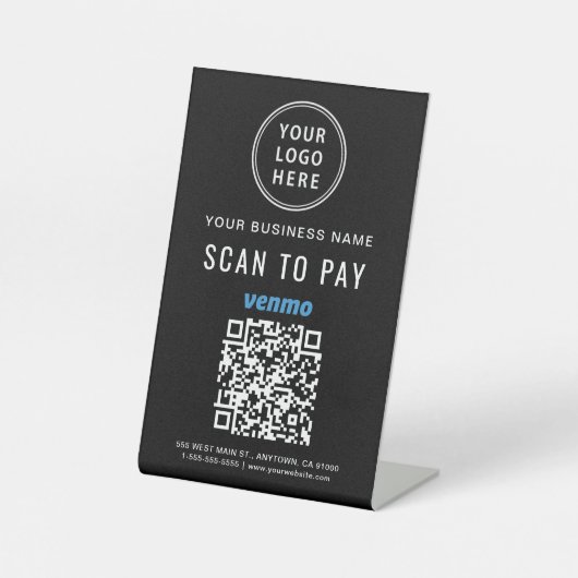 Scan to Pay Venmo QR Code Logo Black Sockelschild (Vorderseite)