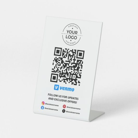 Scan to Pay Venmo QR Code Sockelschild (Vorderseite)