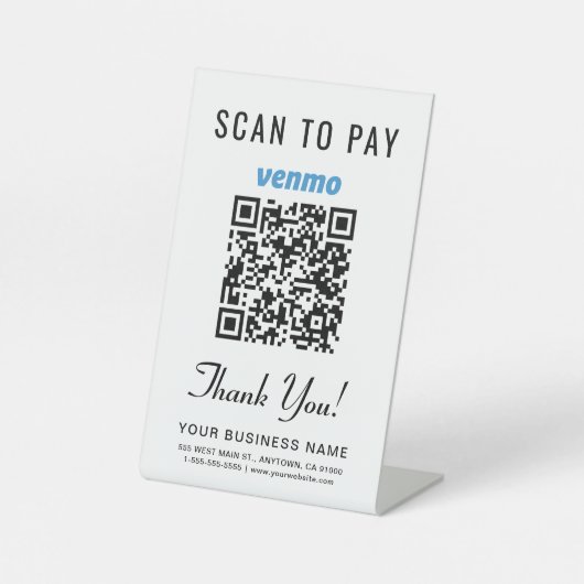 Scan to Pay Venmo QR Code Sockelschild (Vorderseite)