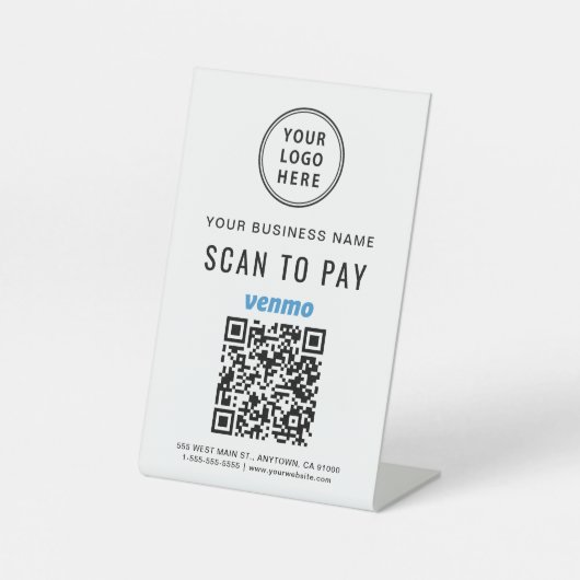 Scan to Pay Venmo QR-Logo Sockelschild (Vorderseite)