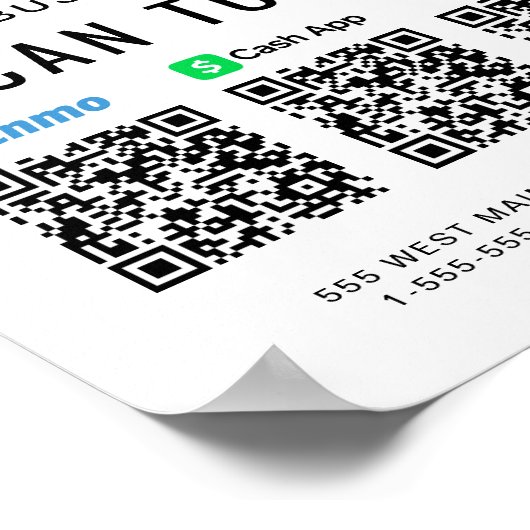 Scan to Pay Venmo Zelle CashApp QR-Codes Logo Poster (Ecke)