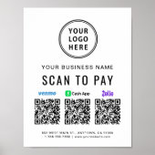 Scan to Pay Venmo Zelle CashApp QR-Codes Logo Poster (Vorne)