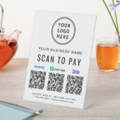 Scan to Pay Venmo Zelle CashApp QR-Codes Logo Sockelschild (In Situ)