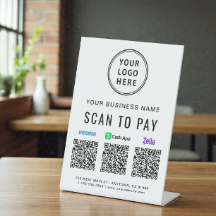 Scan to Pay Venmo Zelle CashApp QR-Codes Logo Sockelschild