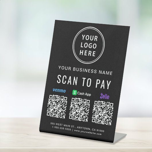 Scan to Pay Venmo Zelle CashApp QR-Logo-Logo schwa Sockelschild