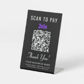 Scan to Pay Zelle QR Code Black Sockelschild (Vorderseite)