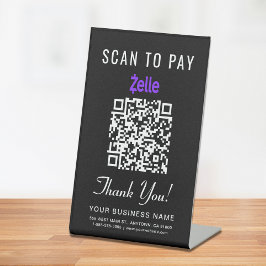 Scan to Pay Zelle QR Code Black Sockelschild