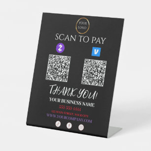 Scan to Pay Zelle Venmo QR-Code Sockelschild