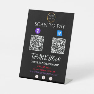 Scan to Pay Zelle Venmo QR-Code Sockelschild