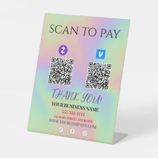 Scan to Pay Zelle Venmo QR-Code Sockelschild