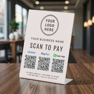Scan to PayPal CashApp Venmo QR-Codes-Logo Sockelschild