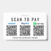 Scan to PayPal Venmo CashApp QR Codes Ausweis (Rückseite)
