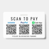 Scan to PayPal Venmo CashApp QR Codes Ausweis (Vorderseite)