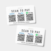 Scan to PayPal Venmo CashApp QR Codes Ausweis (Vorder- & Rückseite)
