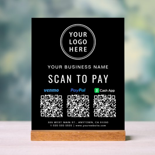 Scan to PayPal Venmo CashApp QR-Codes Logo Acrylschild (Neutral)