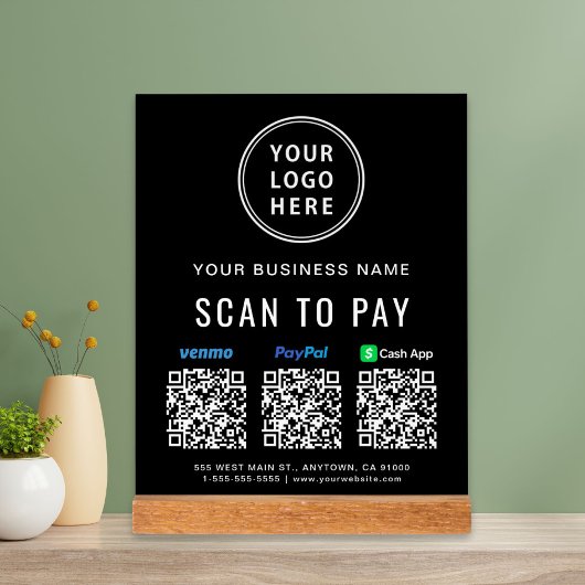 Scan to PayPal Venmo CashApp QR-Codes Logo Acrylschild