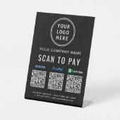 Scan to PayPal Venmo CashApp QR-Codes Logo Sockelschild (Vorderseite)