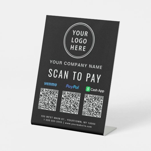 Scan to PayPal Venmo CashApp QR-Codes Logo Sockelschild (Vorderseite)