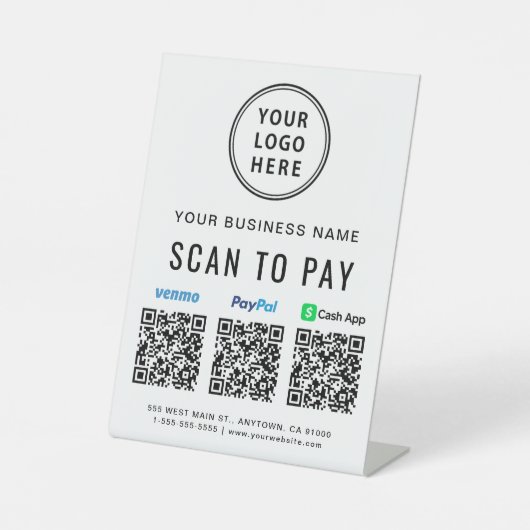 Scan to PayPal Venmo CashApp QR-Codes Logo Sockelschild (Vorderseite)