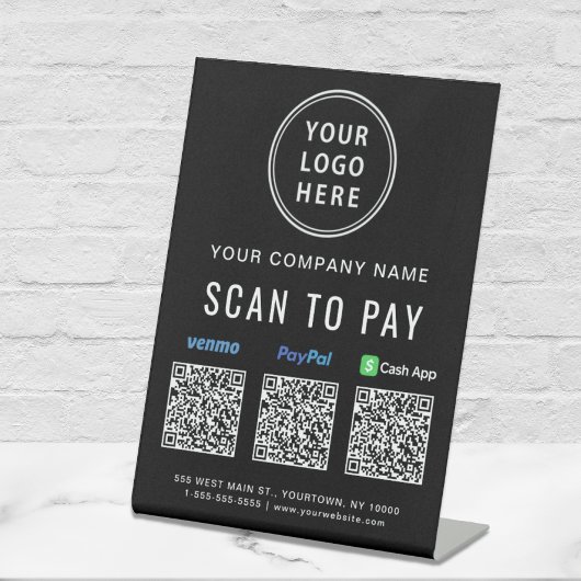 Scan to PayPal Venmo CashApp QR-Codes Logo Sockelschild