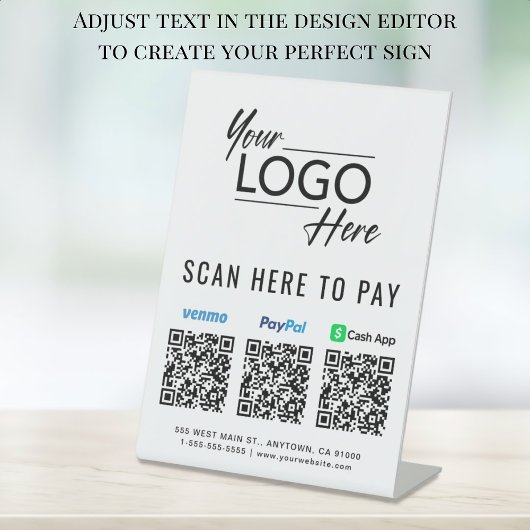 Scan to PayPal Venmo CashApp QR-Codes Logo Sockelschild
