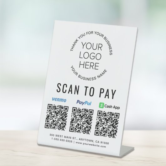 Scan to PayPal Venmo CashApp QR-Codes Logo Sockelschild
