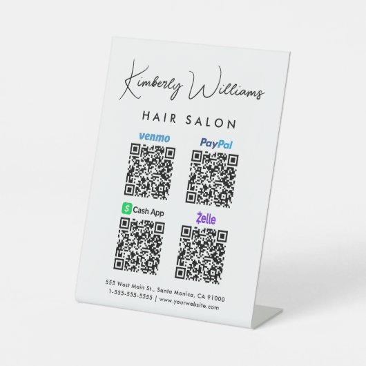 Scan to PayPal Venmo CashApp Zelle QR Code Sockelschild (Vorderseite)