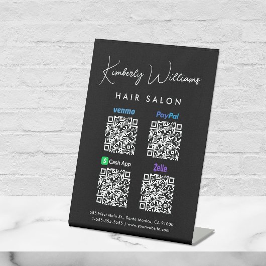 Scan to PayPal Venmo CashApp Zelle QR Code Sockelschild