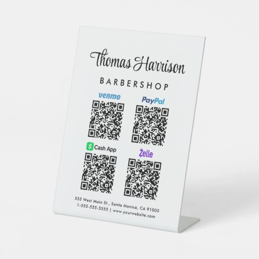 Scan to PayPal Venmo CashApp Zelle QR Code Sockelschild (Vorderseite)