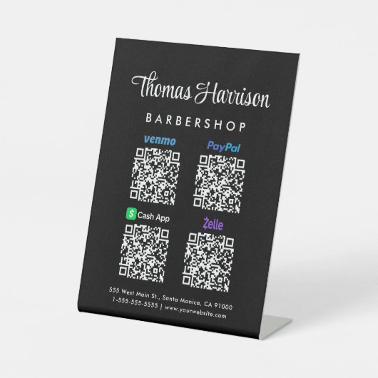 Scan to PayPal Venmo CashApp Zelle QR Code Sockelschild (Vorderseite)