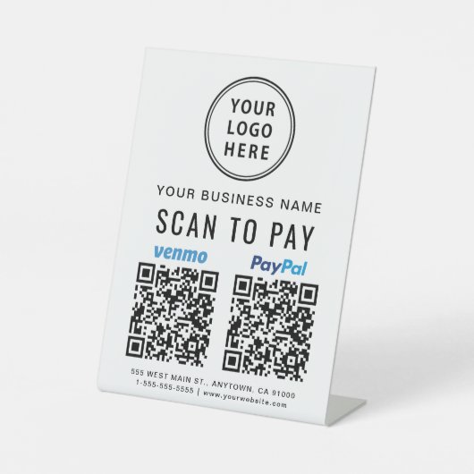 Scan to PayPal Venmo QR-Codes Logo Sockelschild (Vorderseite)