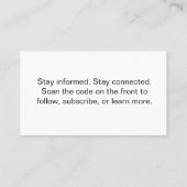 Scan to Subscribe QR Code Design Template Visitenkarte (Rückseite)