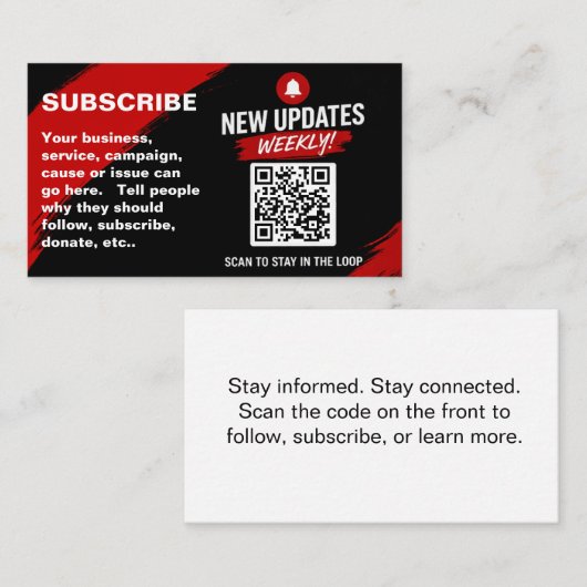 Scan to Subscribe QR Code Design Template Visitenkarte (Vorne/Hinten)