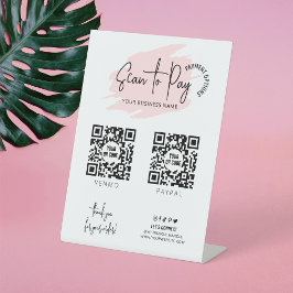 Scan von Firmenlogos für 2 QR-Codes in Rosa Sockelschild