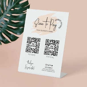 Scan von Firmenlogos zur Bezahlung von 2 QR-Codes  Sockelschild
