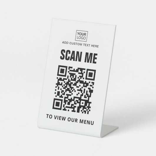 Scan zum Anzeigen von benutzerdefinierten Logo-QR- Sockelschild (Vorderseite)