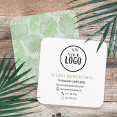 Scan zur Verbindung | QR Code Company Logo Palm Bl Quadratische Visitenkarte