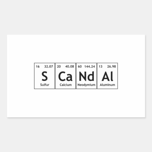 SCaNdAl Periodic Table Elements Word Chemistry Rechteckiger Aufkleber (Vorderseite)